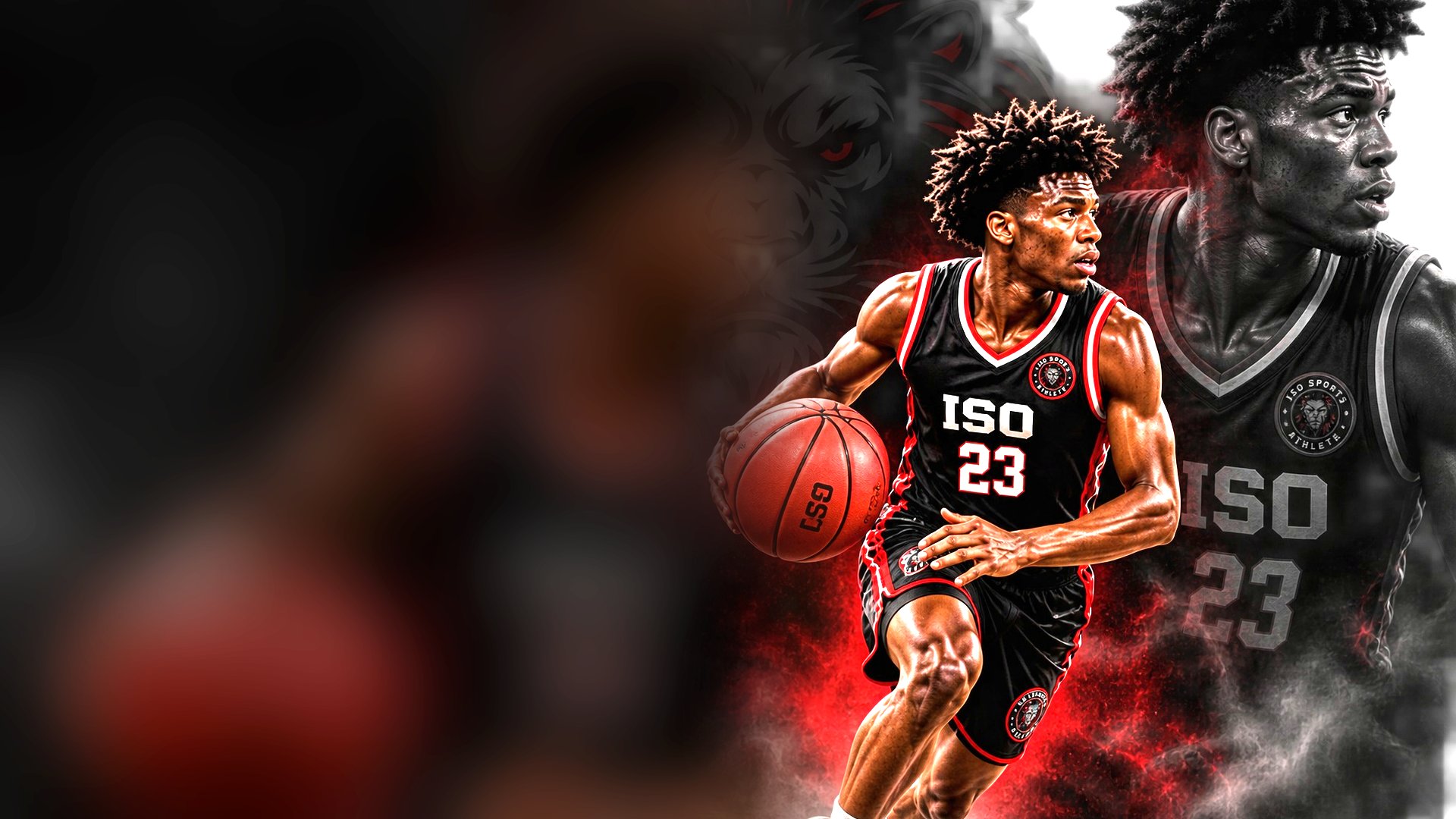 A basketball player in ISO kit driving with the ball.